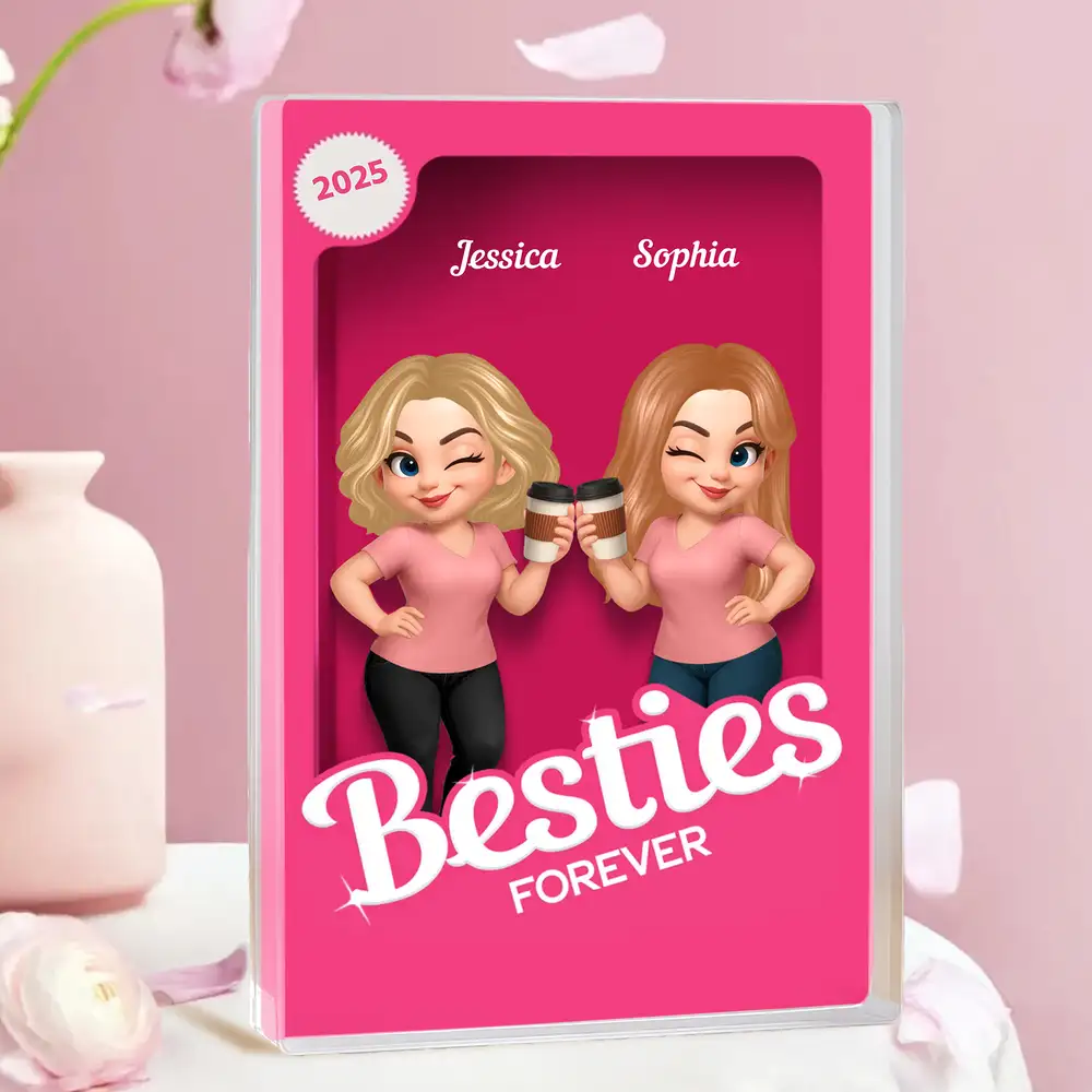 “Besties Forever” Personalized Acrylic Block Plaque – Cute Gift for Besties