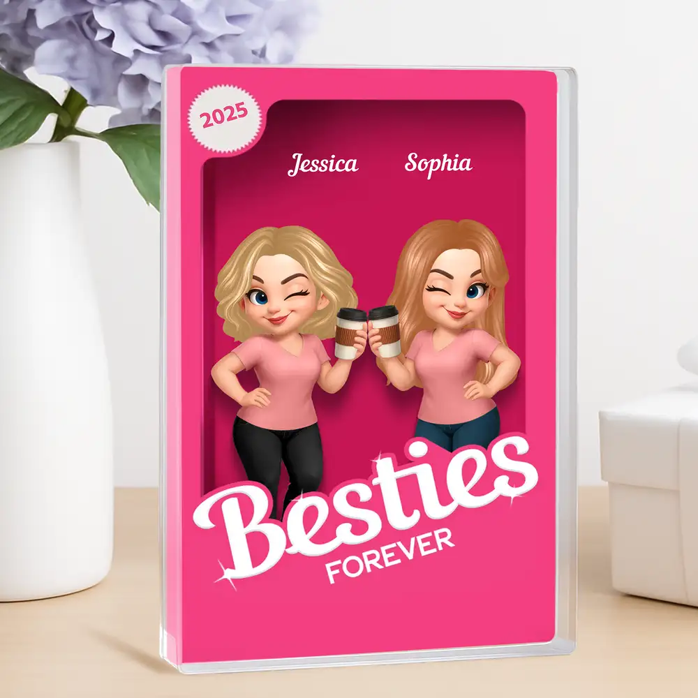 “Besties Forever” Personalized Acrylic Block Plaque – Cute Gift for Besties - Image 3