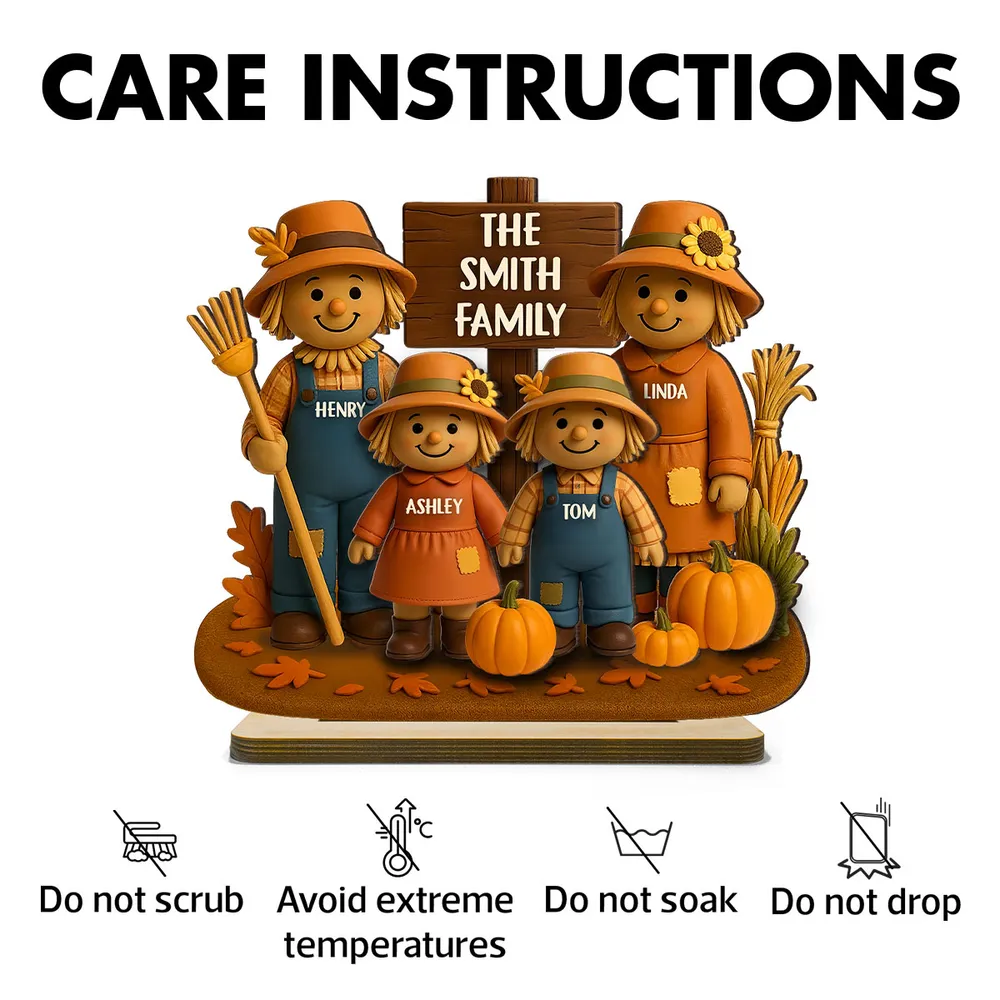 Personalized Scarecrow Family Wooden Plaque – Cozy Harvest Décor for Home - Image 7