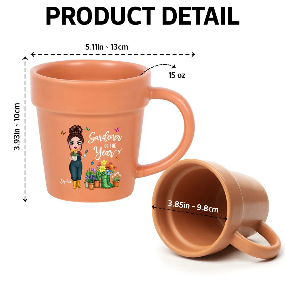 “Gardener of the Year” Personalized Plant-Pot Mug with Shovel Spoon – Fun Gift for Green-Thumb Moms, Wives & Grandmas - Image 5
