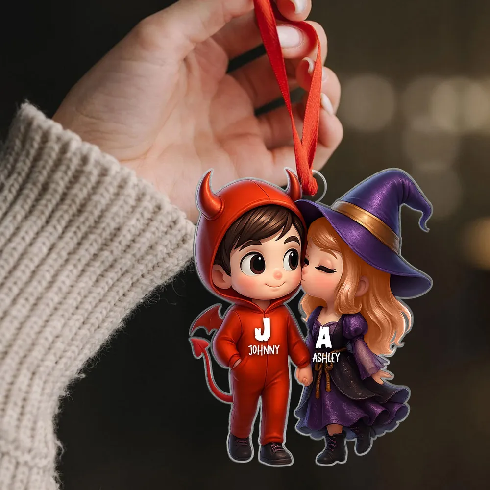 “Devil & Witch” Personalized Acrylic Ornament – Cute Halloween Gift for Couples - Image 8