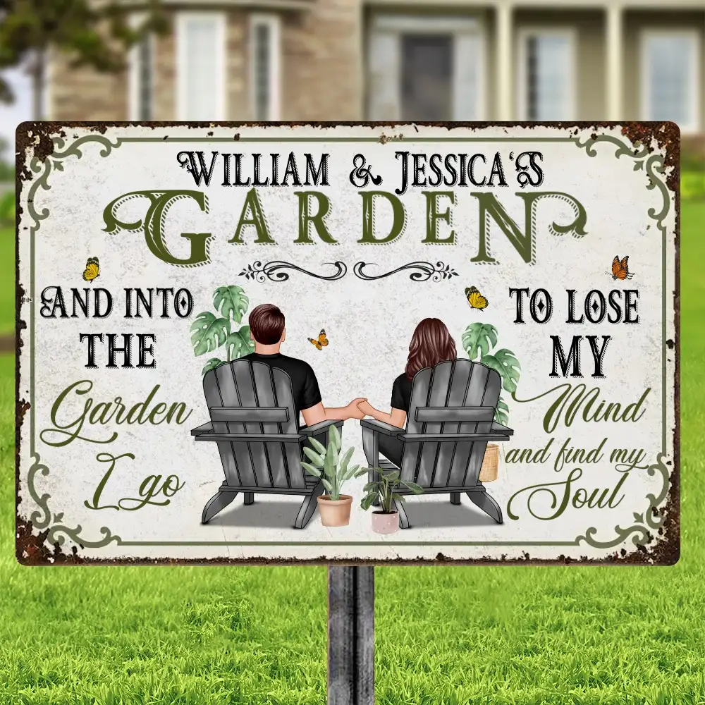 Rectangular Iron Sign for Gardening Couples with Custom Design - Image 2
