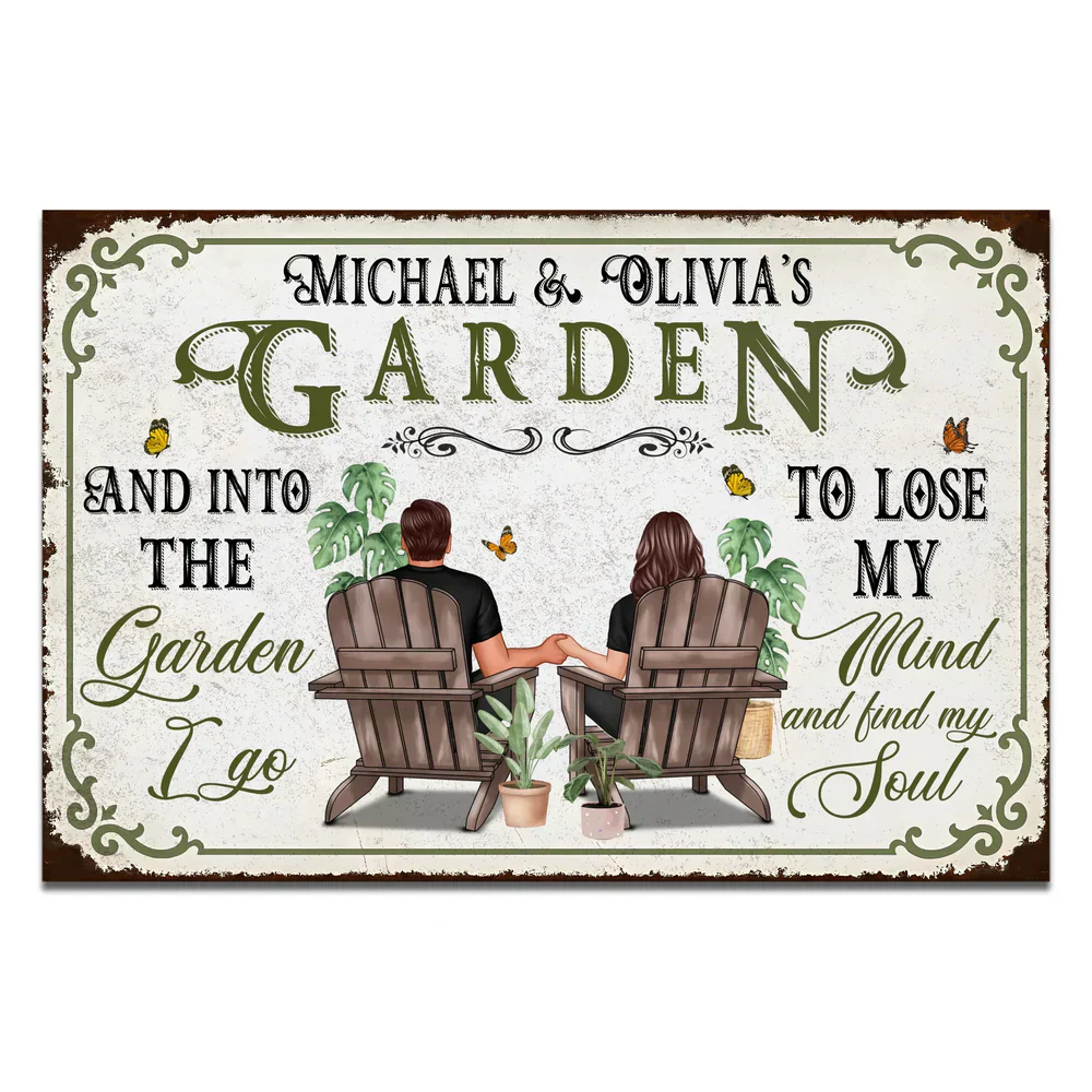 Rectangular Iron Sign for Gardening Couples with Custom Design - Image 3