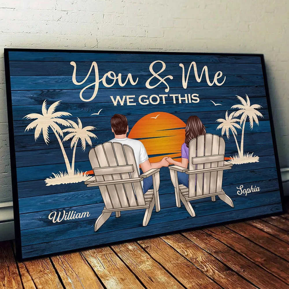 You & Me We Got This – Personalized Poster for Couples Holding Hands at Sunset, Romantic Gift for Lover - Image 2