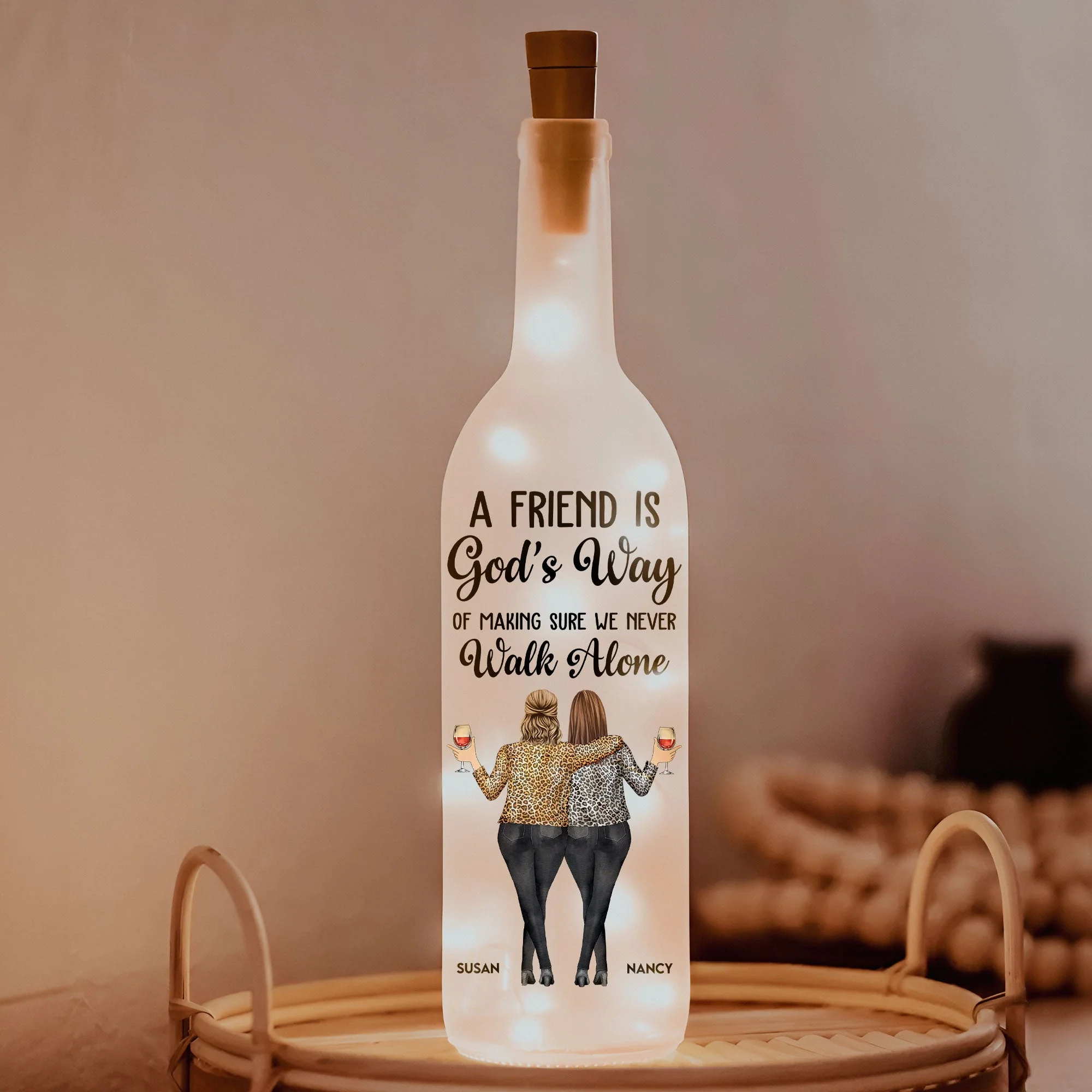 A Friend Is God's Way Bottle Lamp – Personalized Light-Up Gift for Best Friends - Image 7