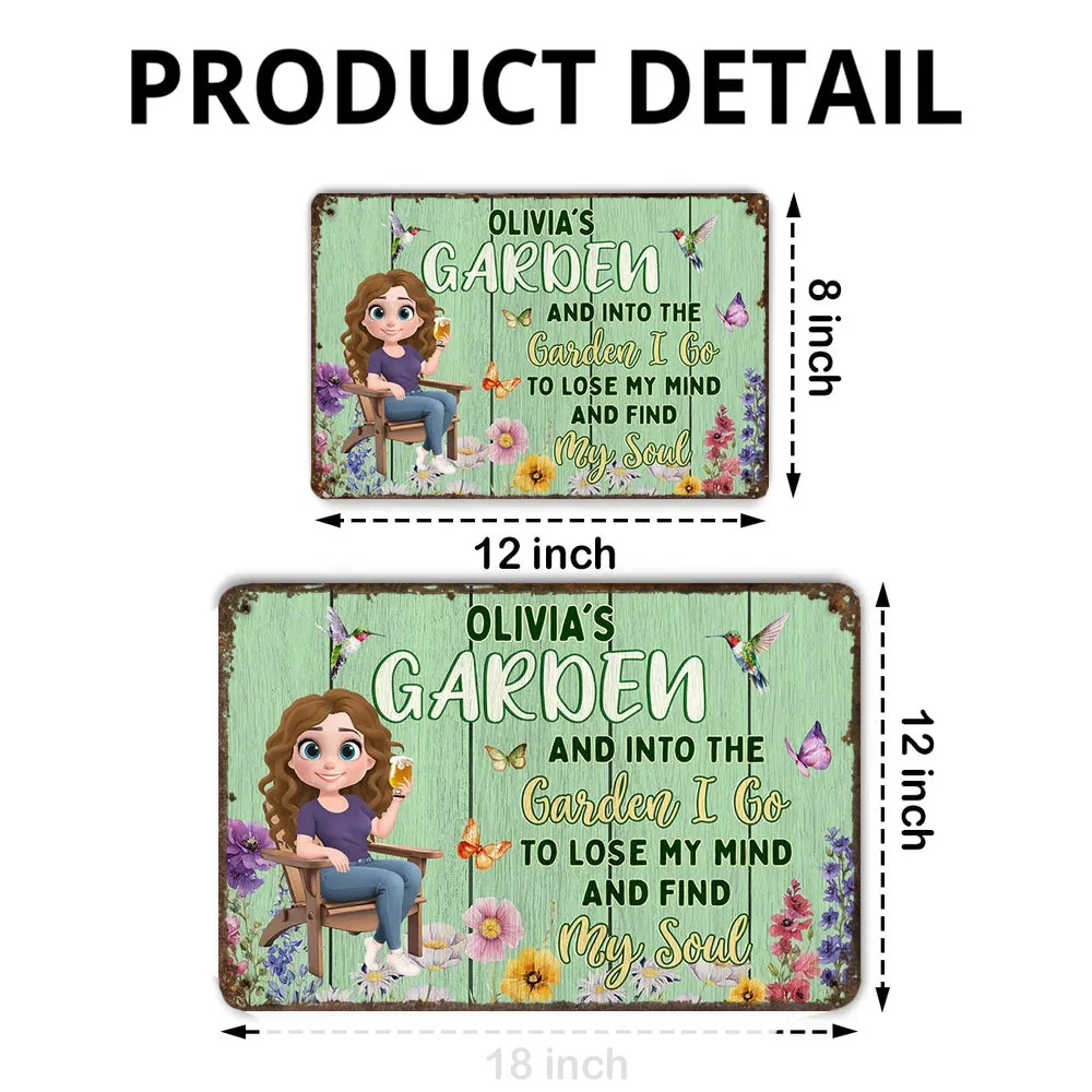 Rectangular Iron Sign with Garden Theme, Cartoon Character and Floral Design, Outdoor Decoration Gift - Image 4