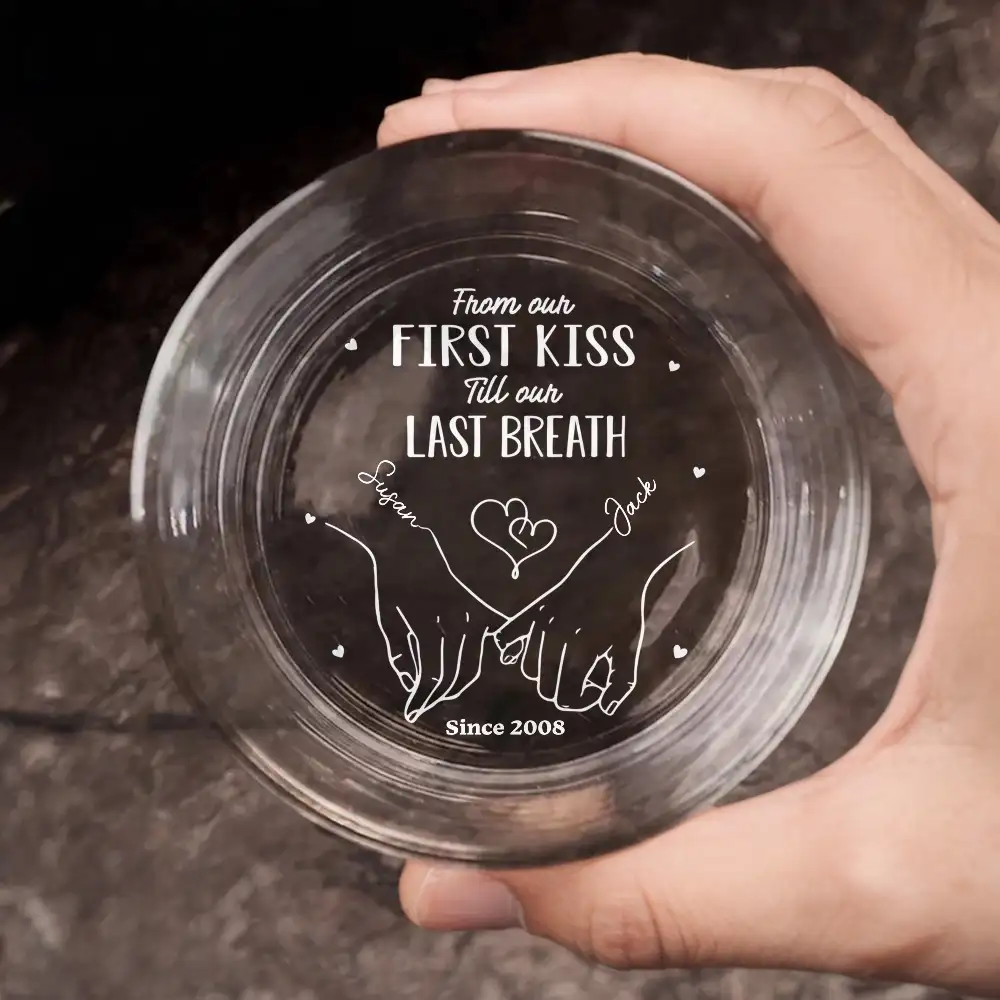 From Our First Kiss Till Our Last Breath – Personalized Whiskey Glass for Couples - Image 2