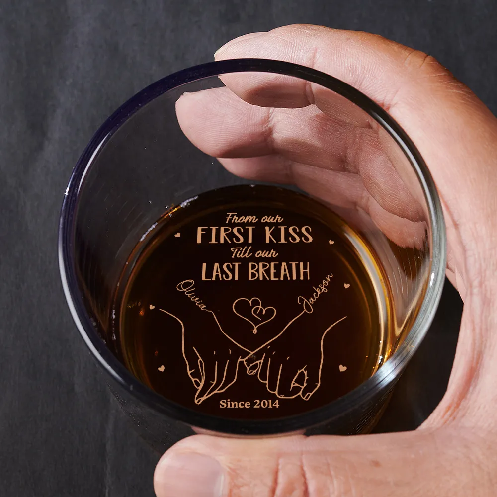 From Our First Kiss Till Our Last Breath – Personalized Whiskey Glass for Couples - Image 3