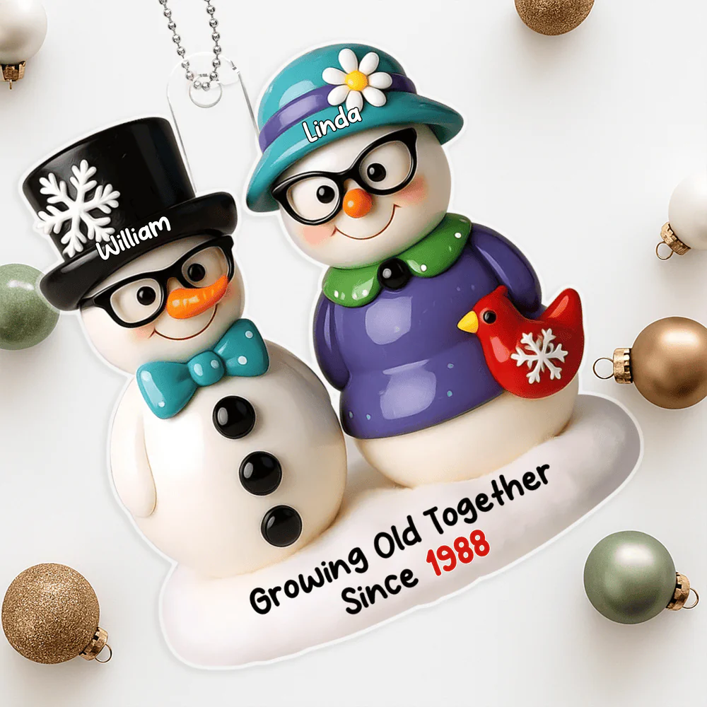 Funny Couple Snowman Car Hanger – “Growing Old Together Since” Personalized Car Hanger for Lovebirds - Image 3