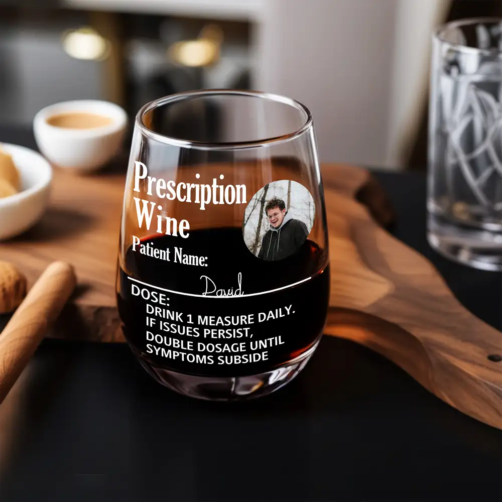 Prescription Wine – Personalized Funny Wine Glass with Photo and Name - Image 2