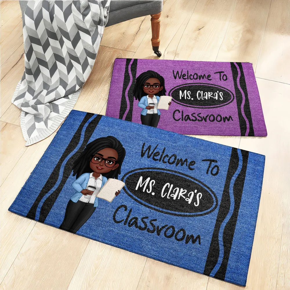 Personalized Classroom Entrance Mat – Unique Gift for Teachers with Cartoon Illustration - Image 6