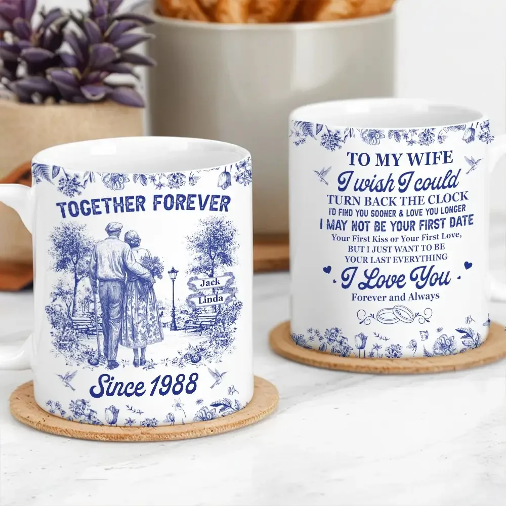 Personalized Ceramic Couple Mug with Custom Name for Anniversary Gift