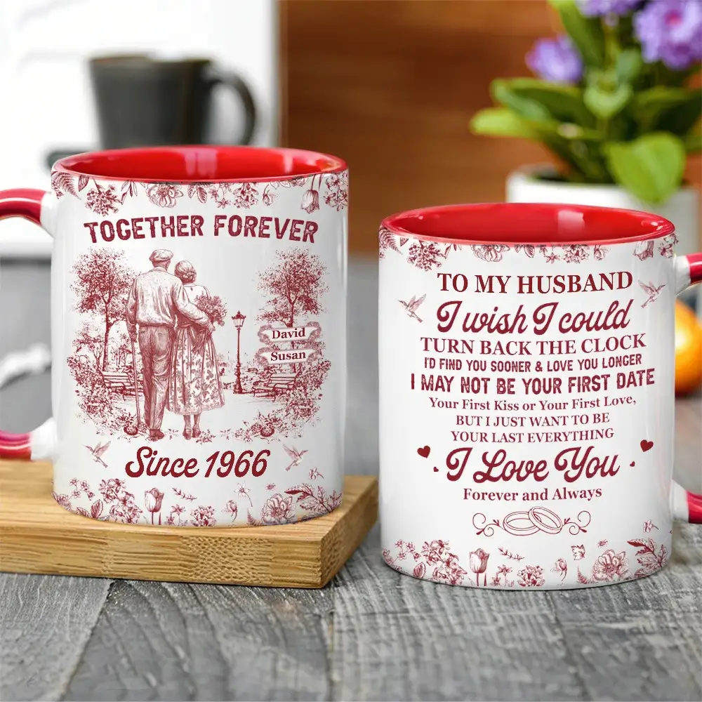 Personalized Ceramic Couple Mug with Custom Name for Anniversary Gift - Image 3