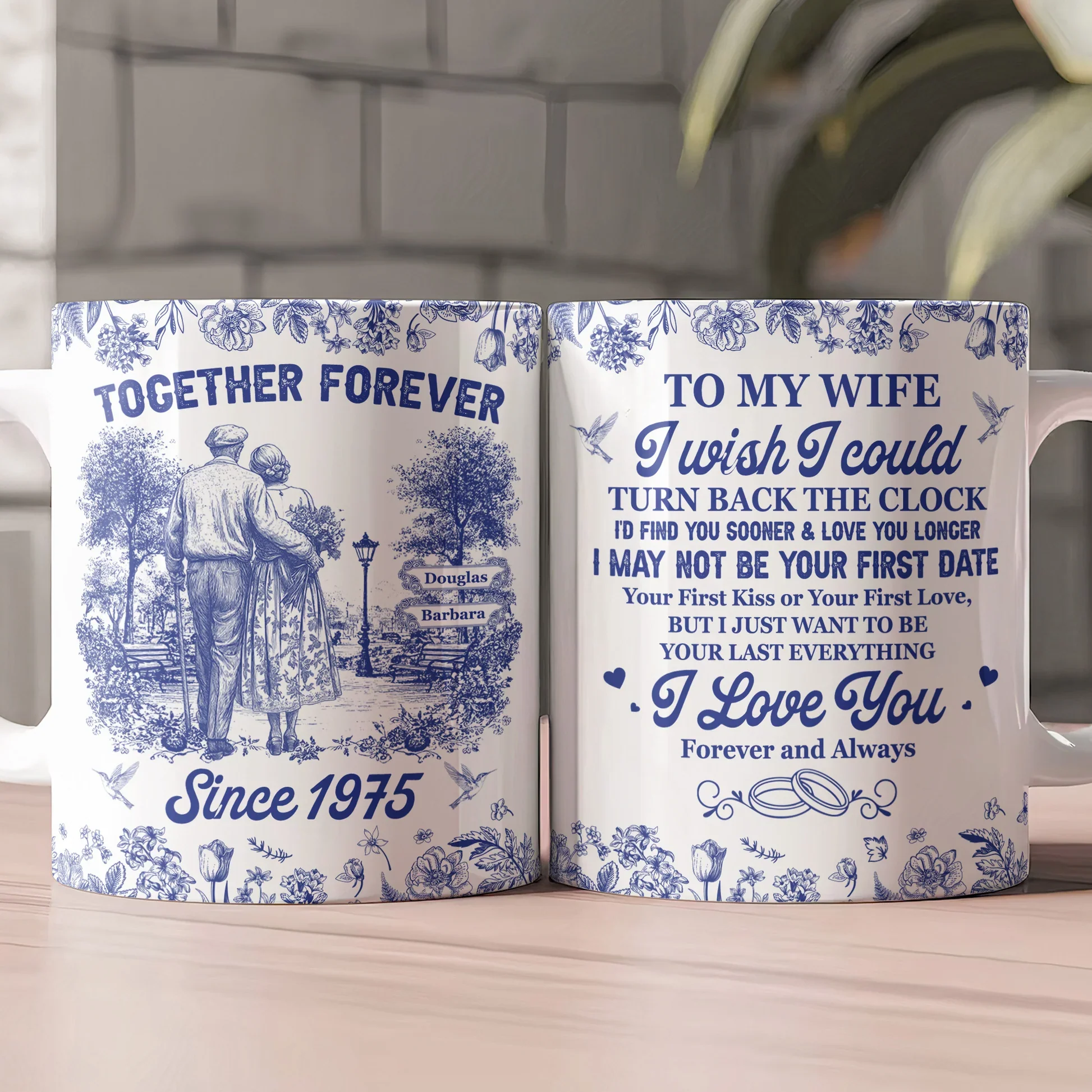 Personalized Ceramic Couple Mug with Custom Name for Anniversary Gift - Image 4