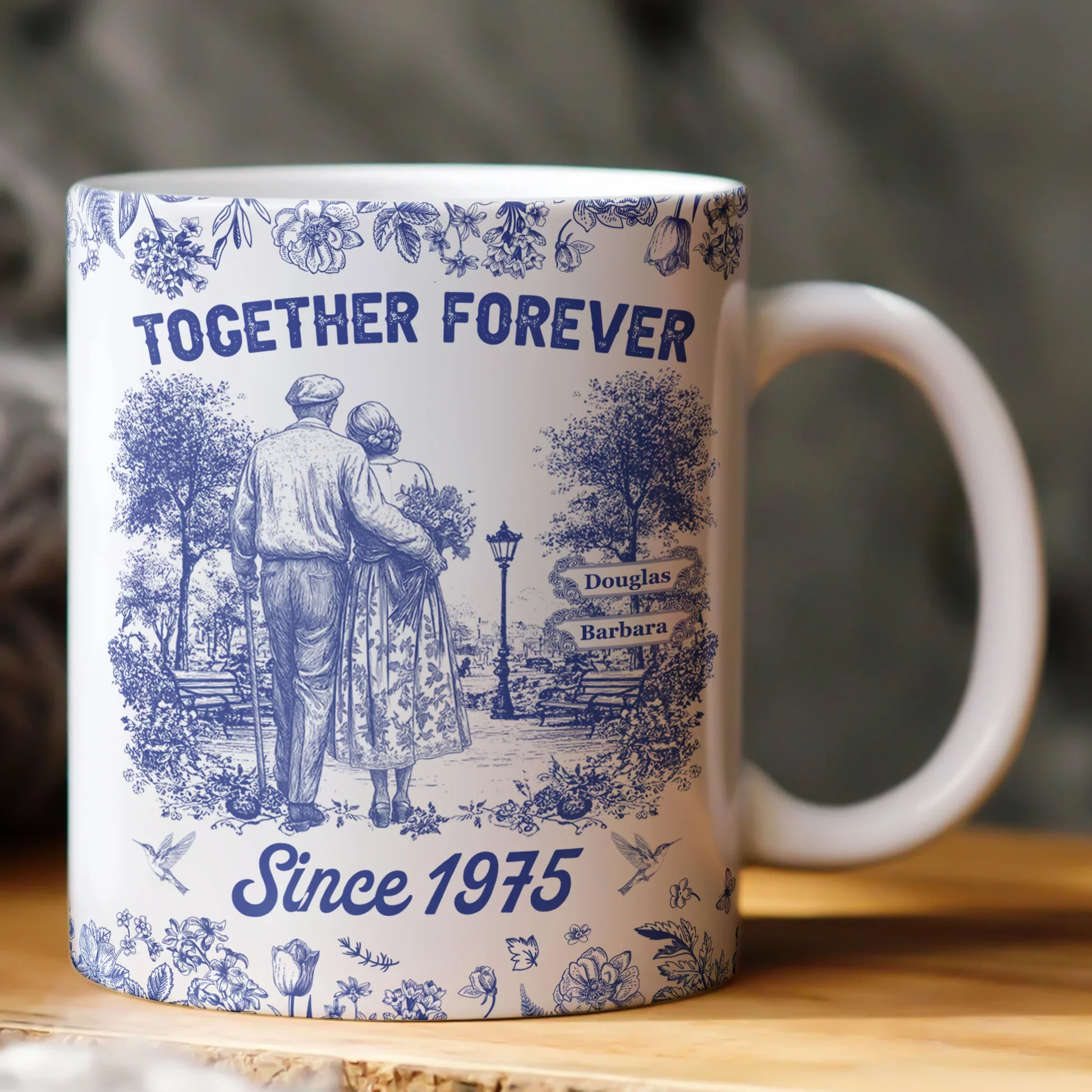 Personalized Ceramic Couple Mug with Custom Name for Anniversary Gift - Image 5