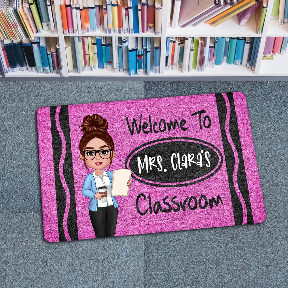 Personalized Classroom Entrance Mat – Unique Gift for Teachers with Cartoon Illustration - Image 4