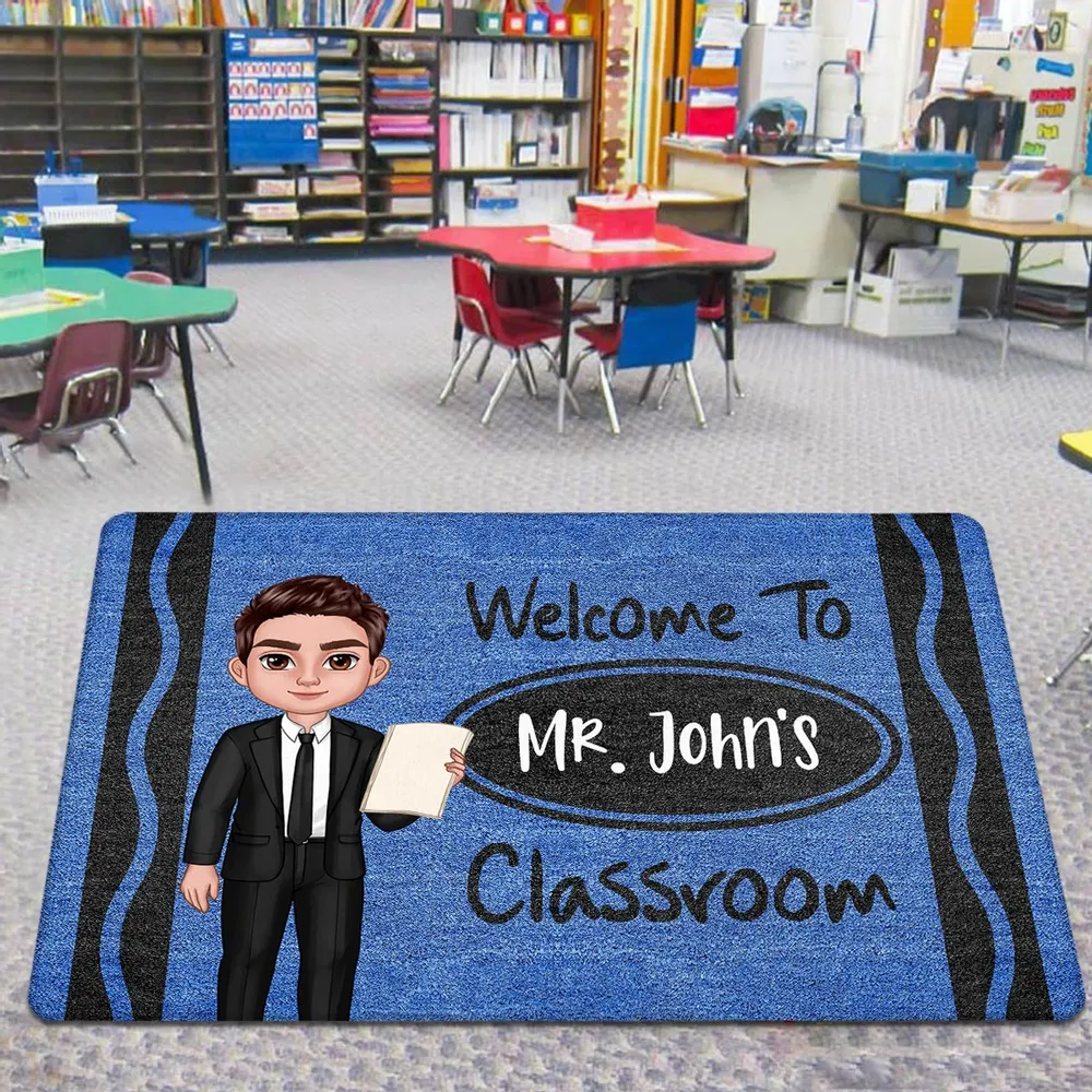 Custom Teacher Doormat with Name & Character – Great Gift for Male Female Teachers, Classroom Decor - Image 2