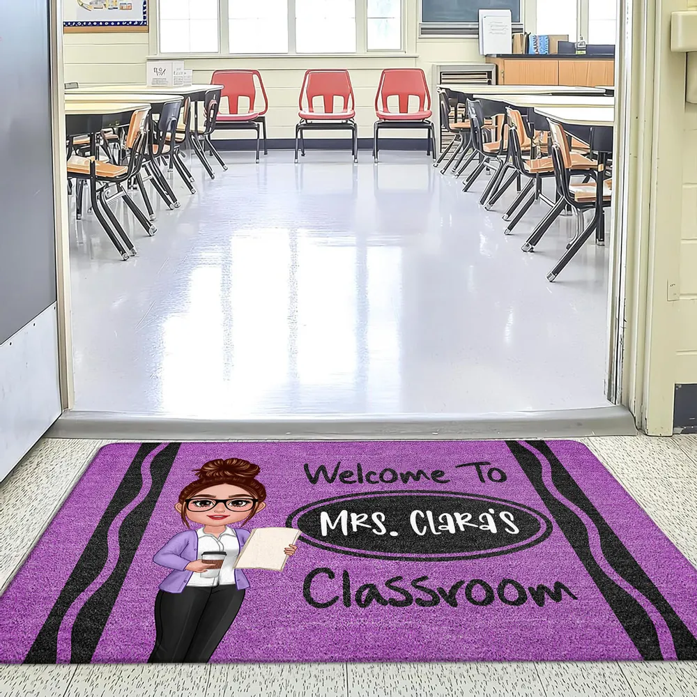 Custom Teacher Doormat with Name & Character – Great Gift for Male Female Teachers, Classroom Decor - Image 4