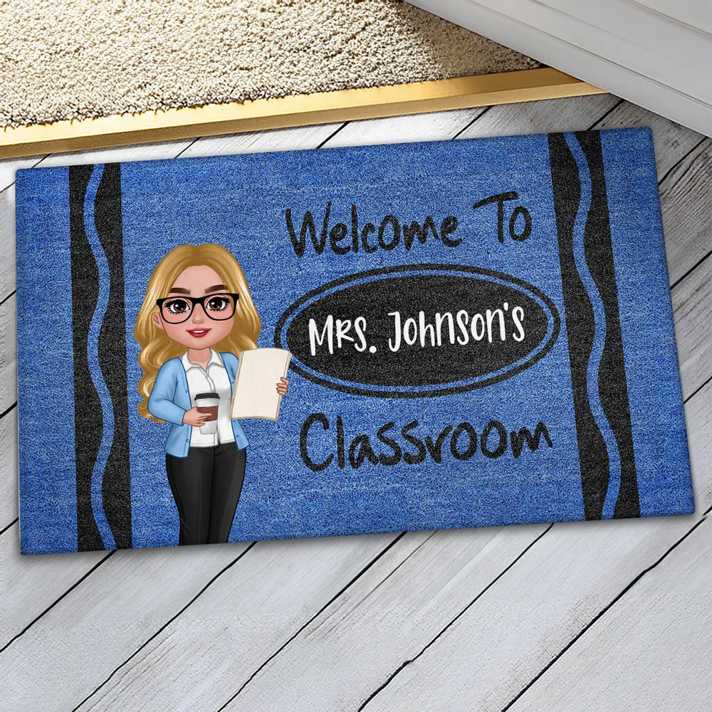 Personalized Classroom Entrance Mat – Unique Gift for Teachers with Cartoon Illustration - Image 8