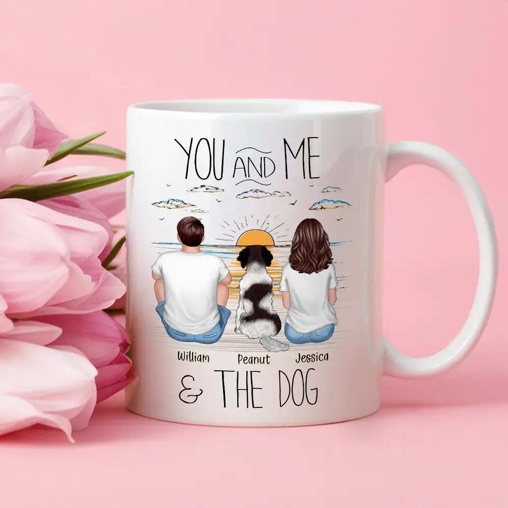 “You, Me & the Dog” Personalized Sunrise Mug – Romantic Gift for Dog Lovers or Cat Lovers - Image 3