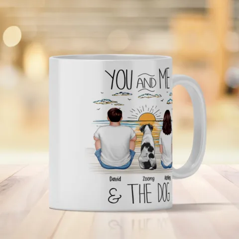 “You, Me & the Dog” Personalized Sunrise Mug – Romantic Gift for Dog Lovers or Cat Lovers - Image 5