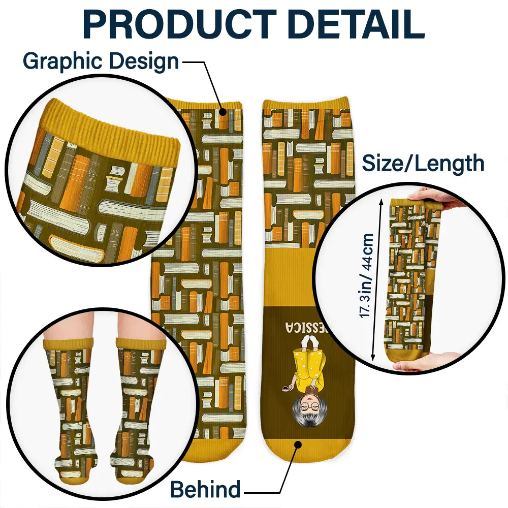 Custom Tube Socks for Women - Personalized Gift for Book Lovers - Image 4