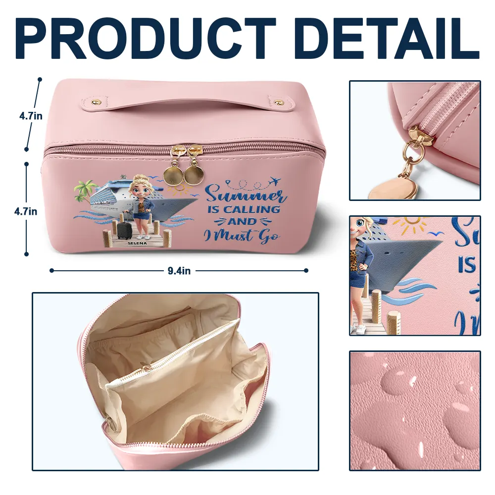 Cruise Makeup Bag with Fun Illustration Design, Travel Storage Essential, Vacation Vibes, Perfect Gift for Friends and Family - Image 4