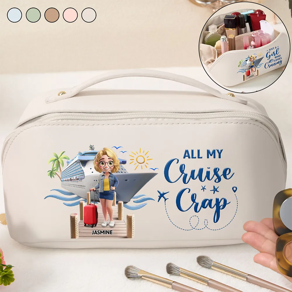 Cruise Makeup Bag with Fun Illustration Design, Travel Storage Essential, Vacation Vibes, Perfect Gift for Friends and Family - Image 5