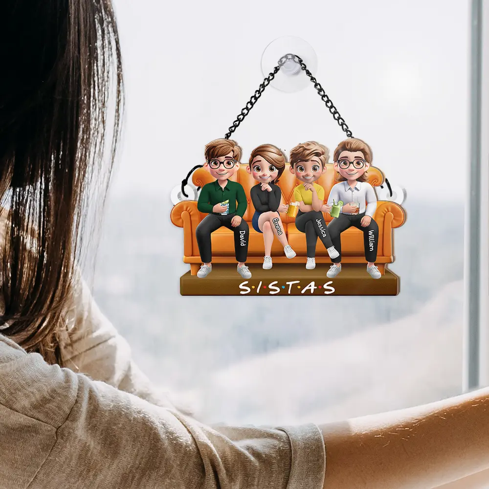 Wood and Acrylic Layered Ornament – "Besties" with Friends on a Swing, Custom Gift for Friendship - Image 4
