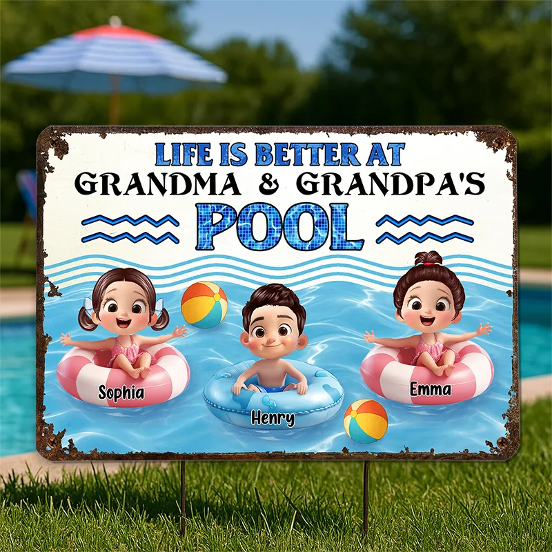 Personalized Iron Pool Sign for Family Poolside Decor - Image 6