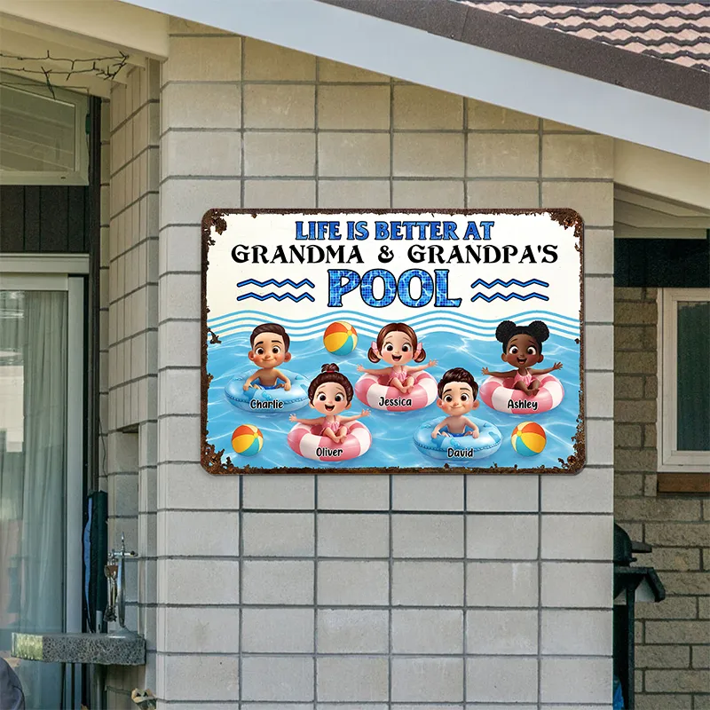 Personalized Iron Pool Sign for Family Poolside Decor - Image 7