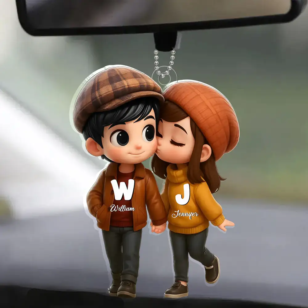 Personalized Couple's Acrylic Car Hanger β A Perfect Gift for Lovers
