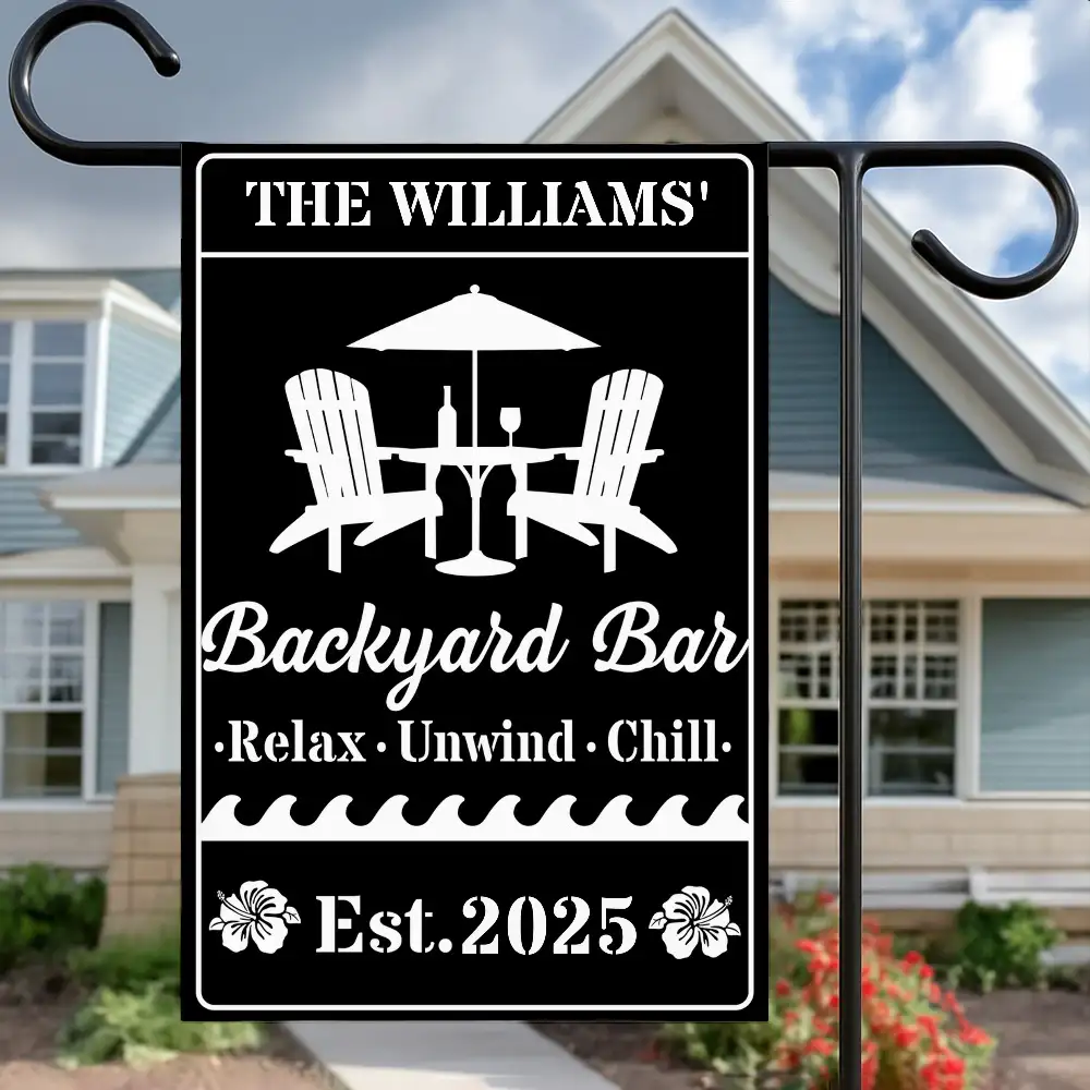Personalized Backyard Oasis Garden Flag – Relax Unwind Chill Summer Gift for Family - Image 2