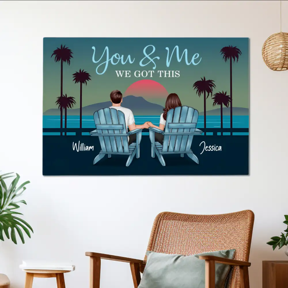You & Me We Got This – Personalized Sunset Beach Poster for Couples, Romantic Gift for Anniversary or Valentine’s Day - Image 2