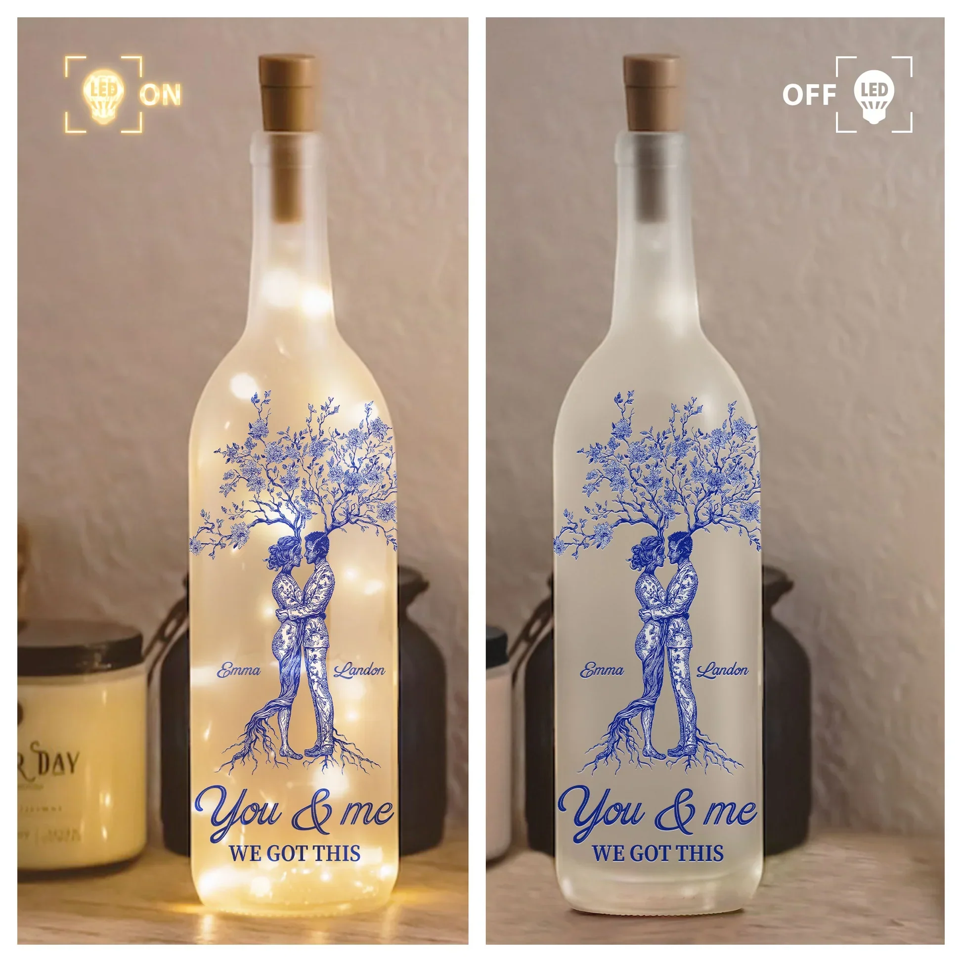 “You & Me, We Got This” Bottle Lamp – Custom Gift for Lovers, Personalized Home Décor - Image 5