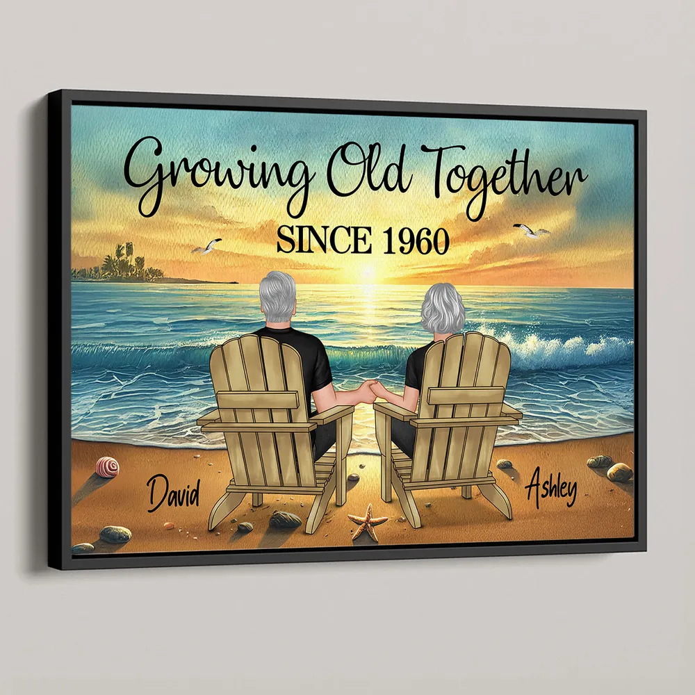 Growing Old Together Beach Poster – Personalized Anniversary Gift for Couples - Image 4