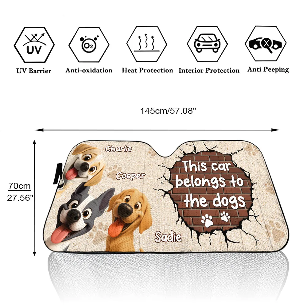 This Car Belongs to the Dogs Car Windshield Sunshade – Funny Personalized Pet Gift for Dog Lovers - Image 5