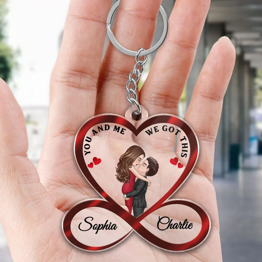 You And Me We Got This – Personalized Acrylic Keychain with Embracing Couple Design, Romantic Gift for Lover - Image 2