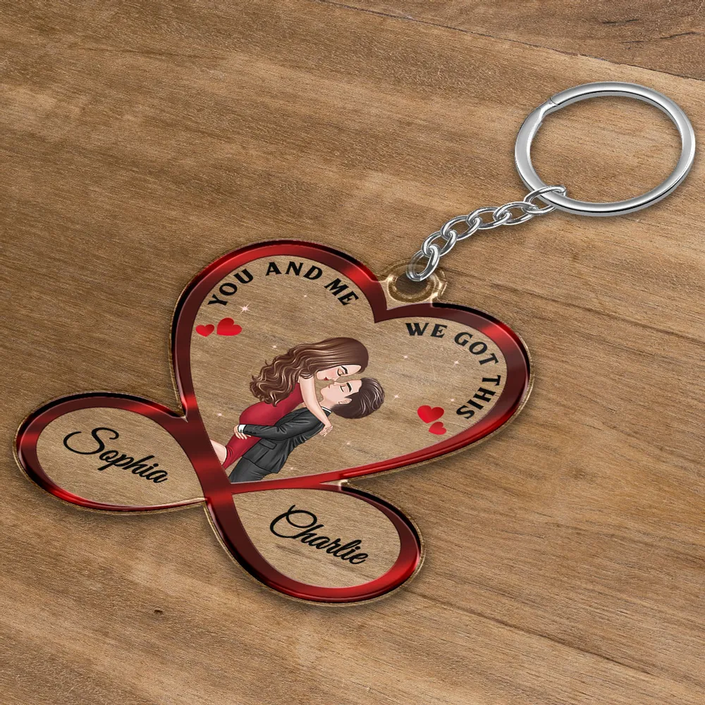 You And Me We Got This – Personalized Acrylic Keychain with Embracing Couple Design, Romantic Gift for Lover - Image 4