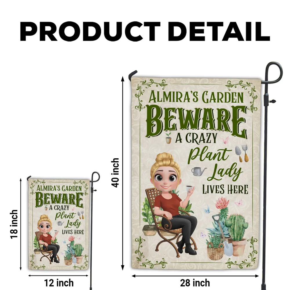 Customizable Plant Lover Garden Flag – “Beware A Crazy Plant Lady” Quote, Perfect for Gardeners - Image 4