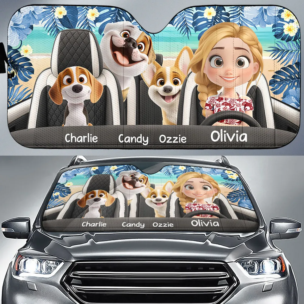 “This Car Belongs to the Dogs” Custom Sunshade for Dog Lovers – Personalized Pet Car Accessories - Image 4