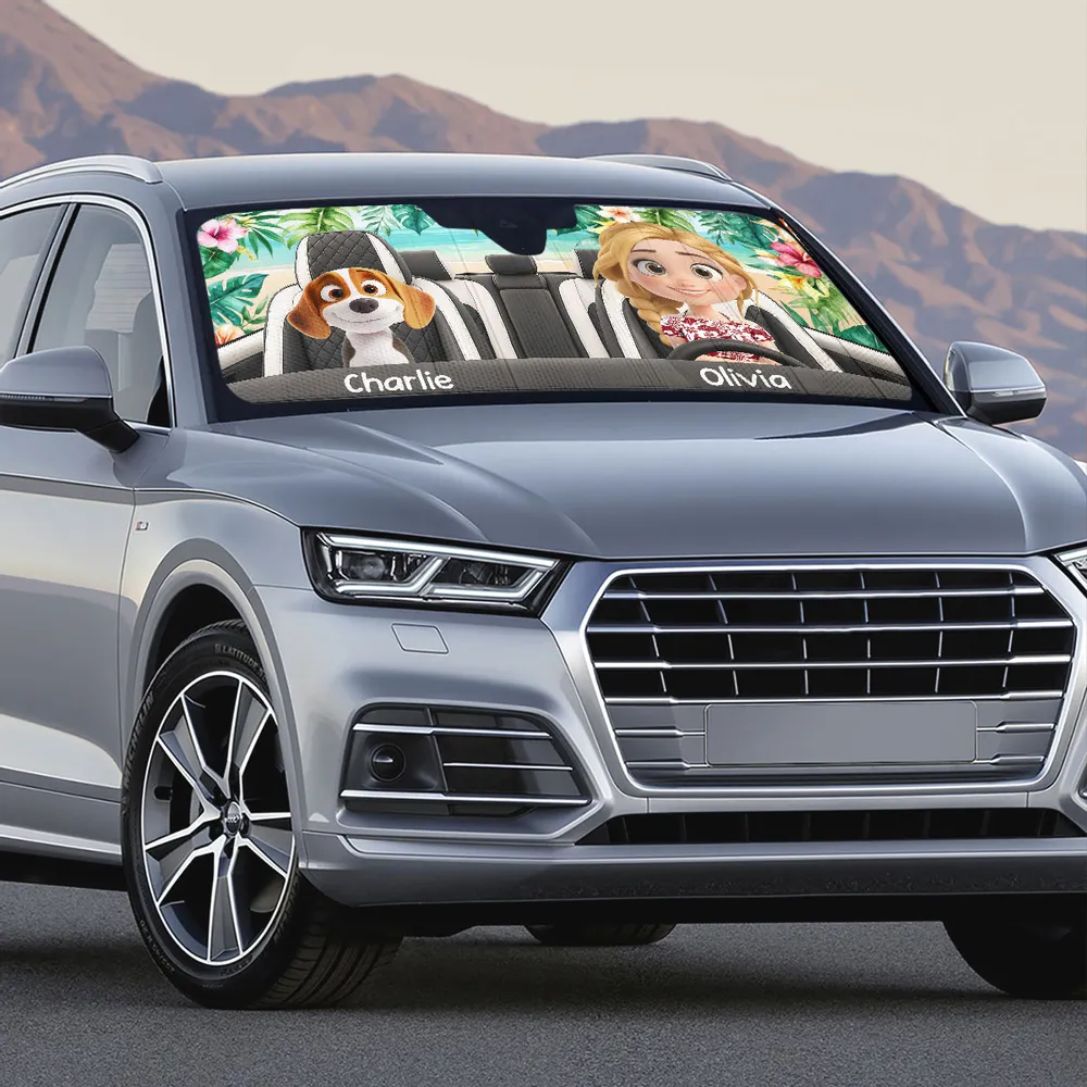 “This Car Belongs to the Dogs” Custom Sunshade for Dog Lovers – Personalized Pet Car Accessories - Image 6