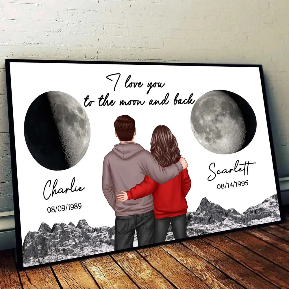 Poster – “I Love You to the Moon and Back” Personalized Moon Phase Print - Image 2