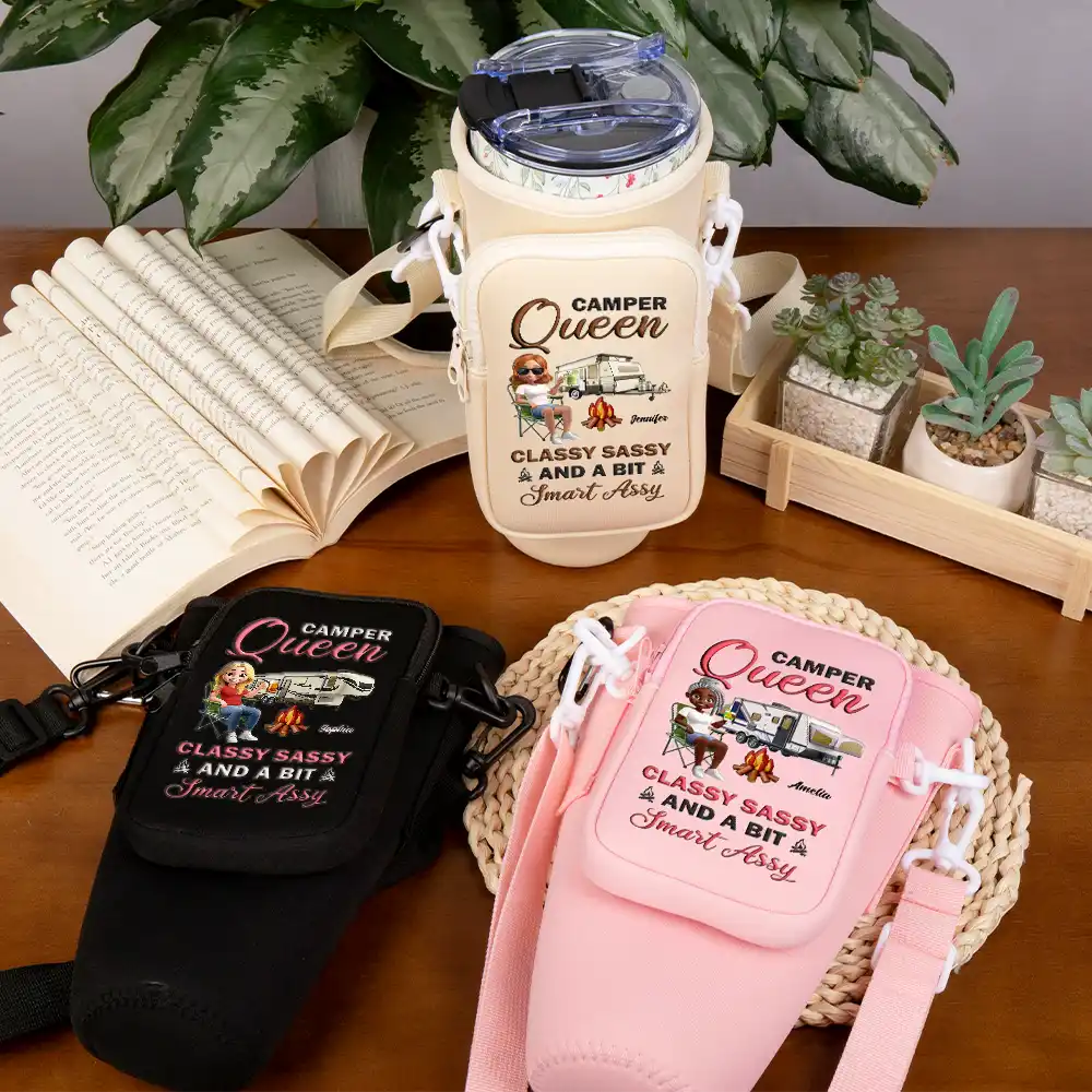 Water Bottle Carrier Bag – CAMPER Queen, “Classy Sassy and a Bit Smart Assy” Gift for Self, Girlfriend, or Daughter - Image 3