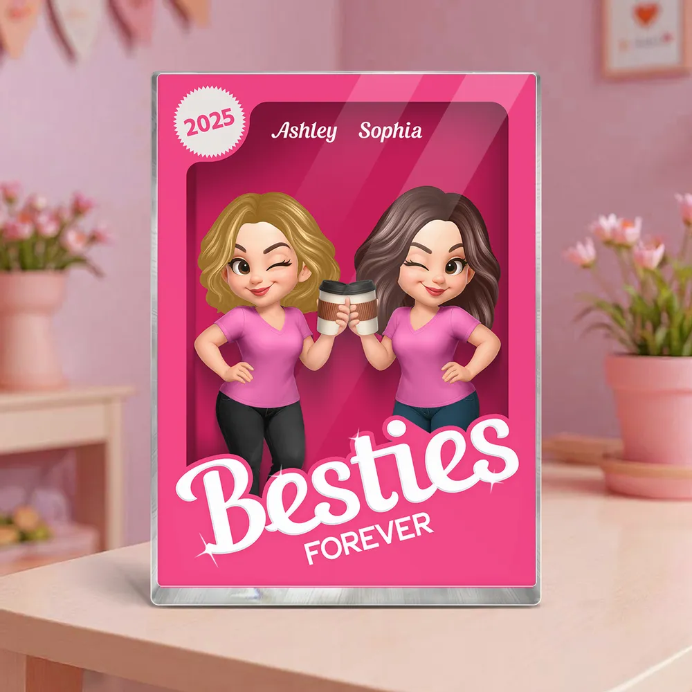 “Besties Forever” Personalized Acrylic Block Plaque – Cute Gift for Besties - Image 2