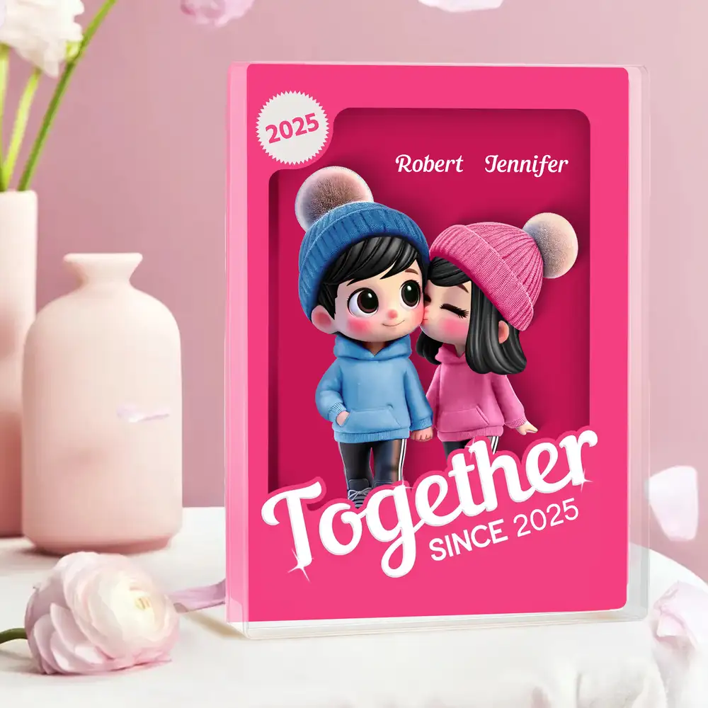 Custom Cartoon Couple Acrylic Plaque β Personalized Anniversary Gift