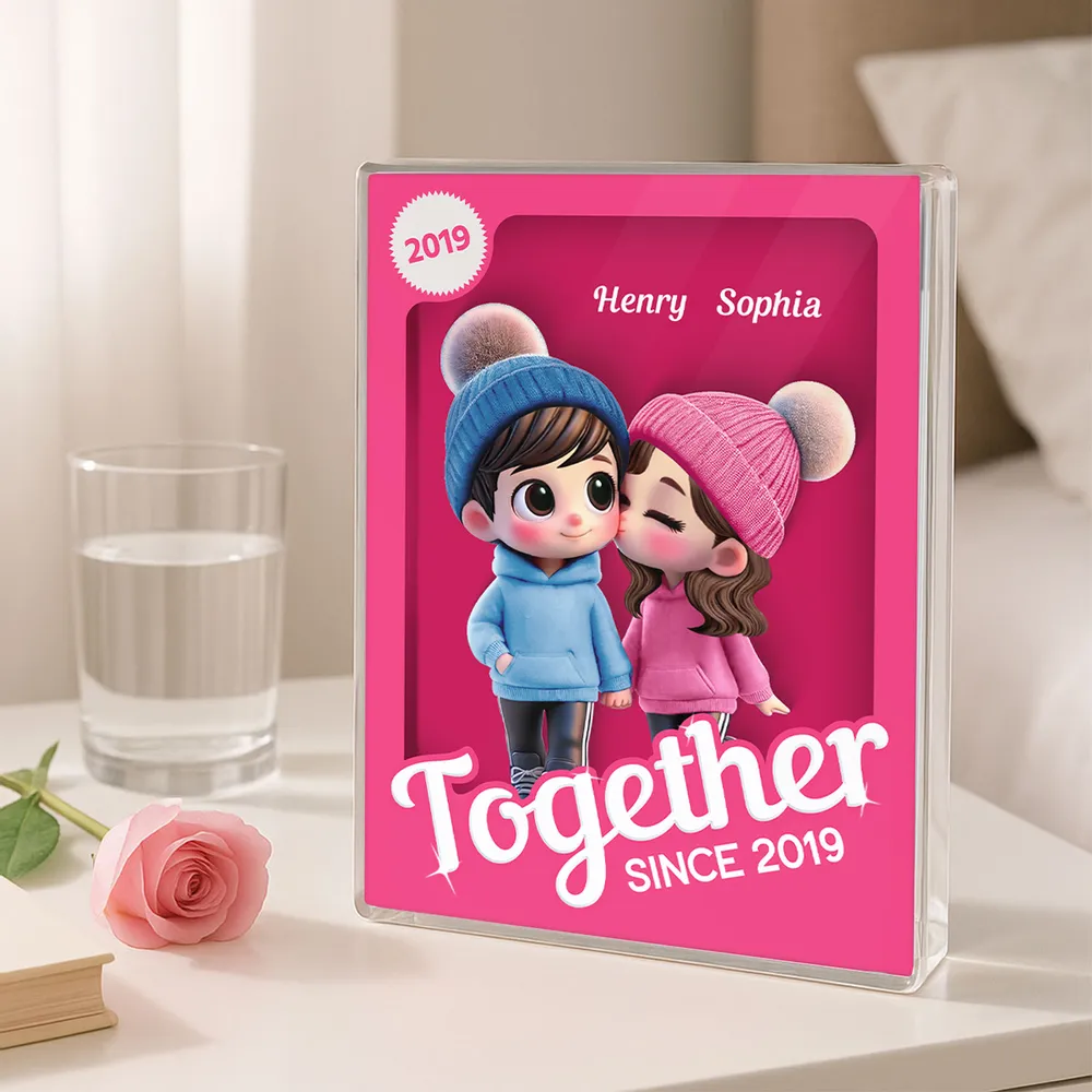 Custom Cartoon Couple Acrylic Plaque β Personalized Anniversary Gift - Image 3