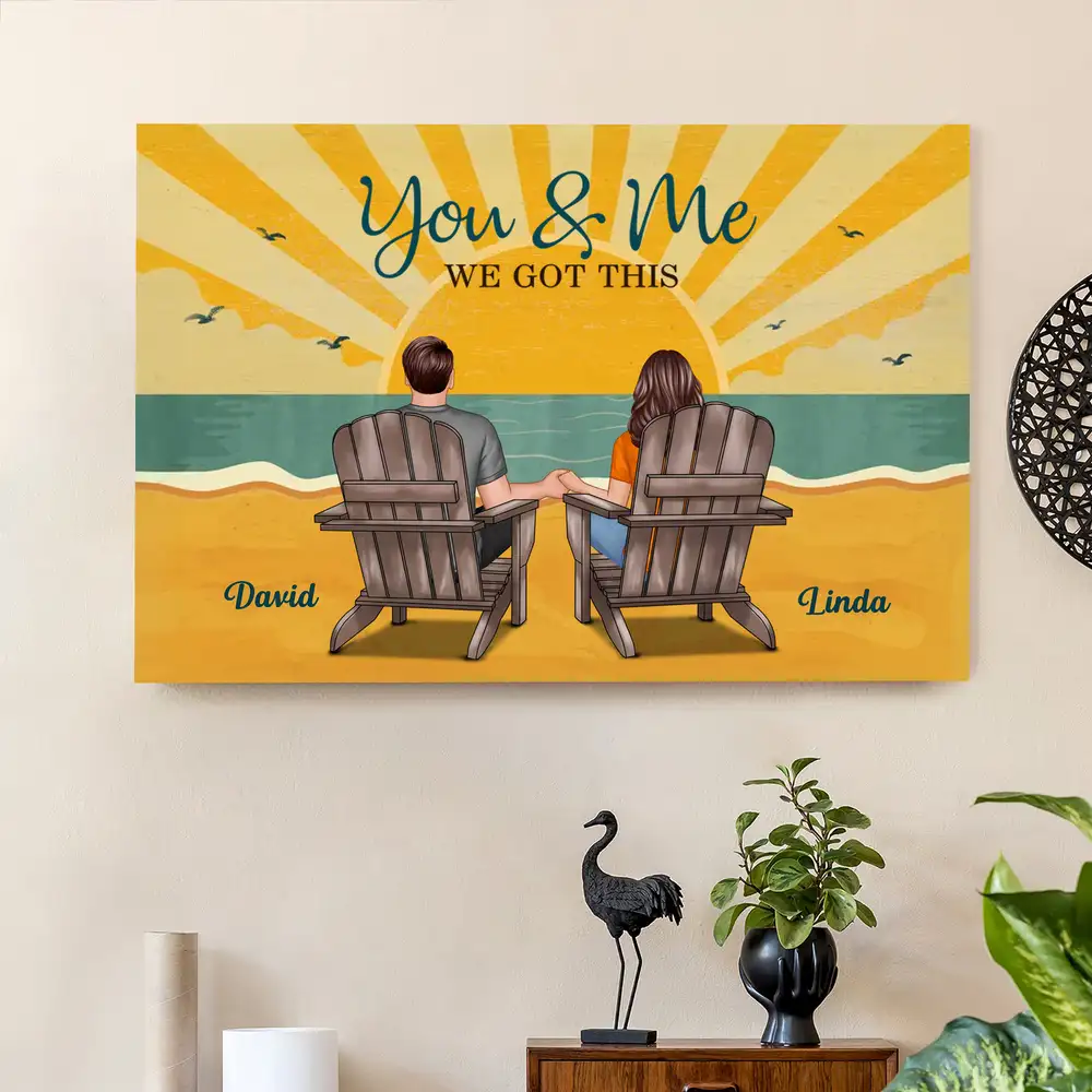 Custom Sunset Beach Poster Gift for Couples