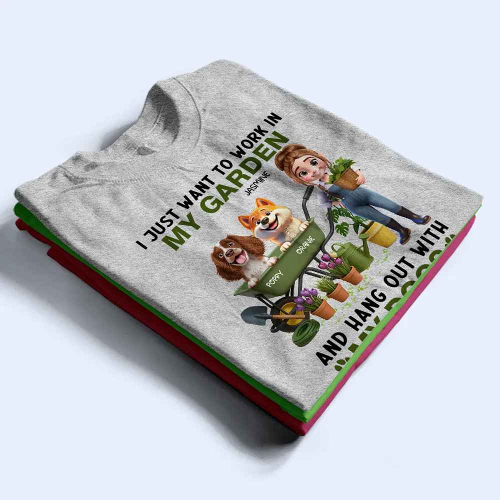 I Just Want to Work in My Garden and Hang Out With My Dogs – Personalized Illustration Classic Tee, Creative Gift for Dog Lovers - Image 4