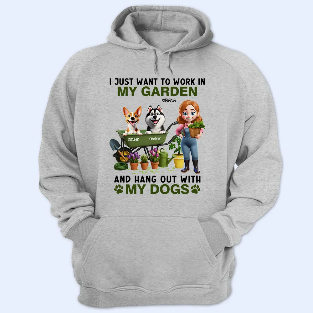 I Just Want to Work in My Garden and Hang Out With My Dogs – Personalized Illustration Classic Tee, Creative Gift for Dog Lovers - Image 6